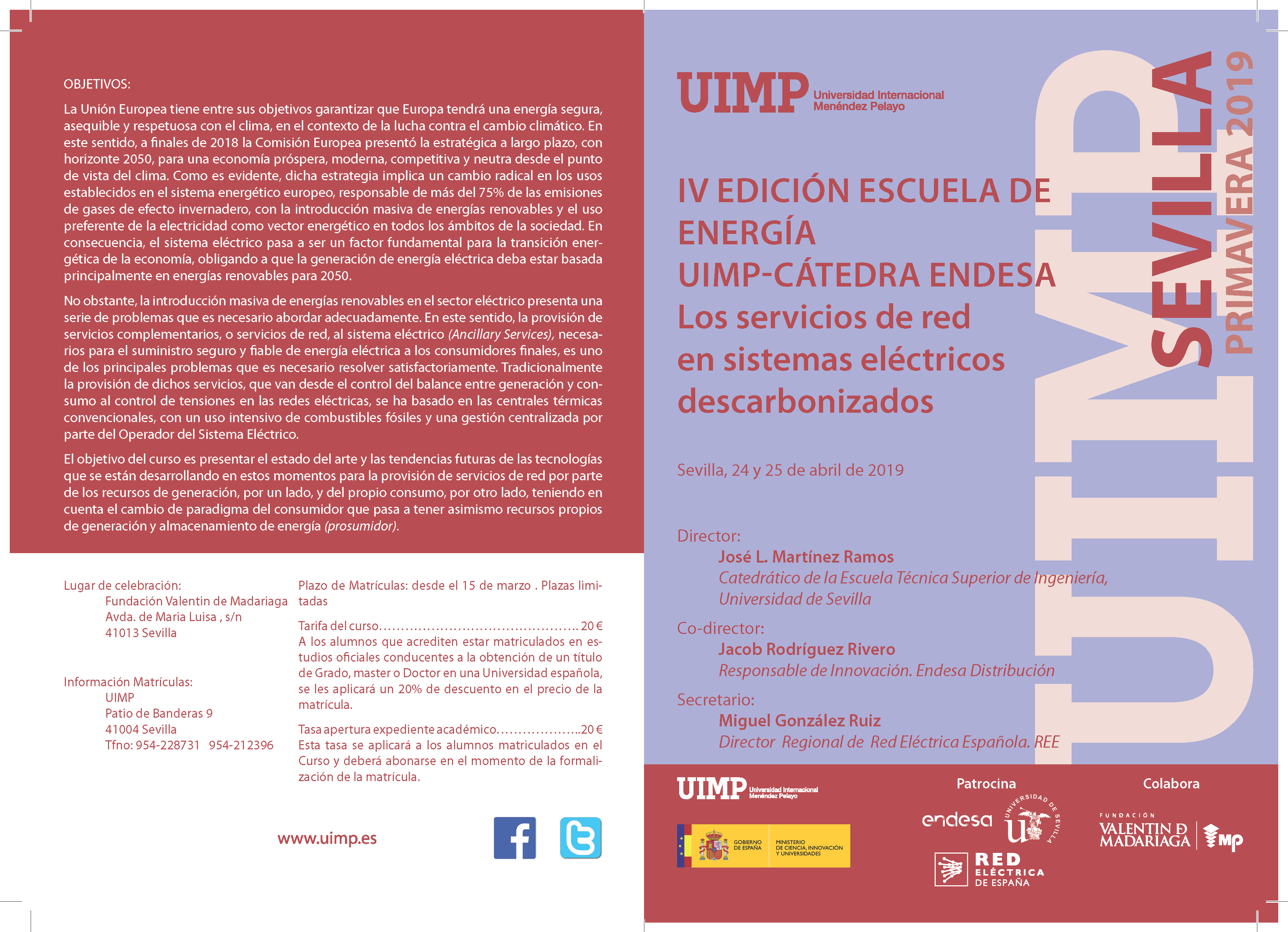 Sevilla UIMP-Catedra Endesa. Los servicios de red en sistemas electricos descarbonizados